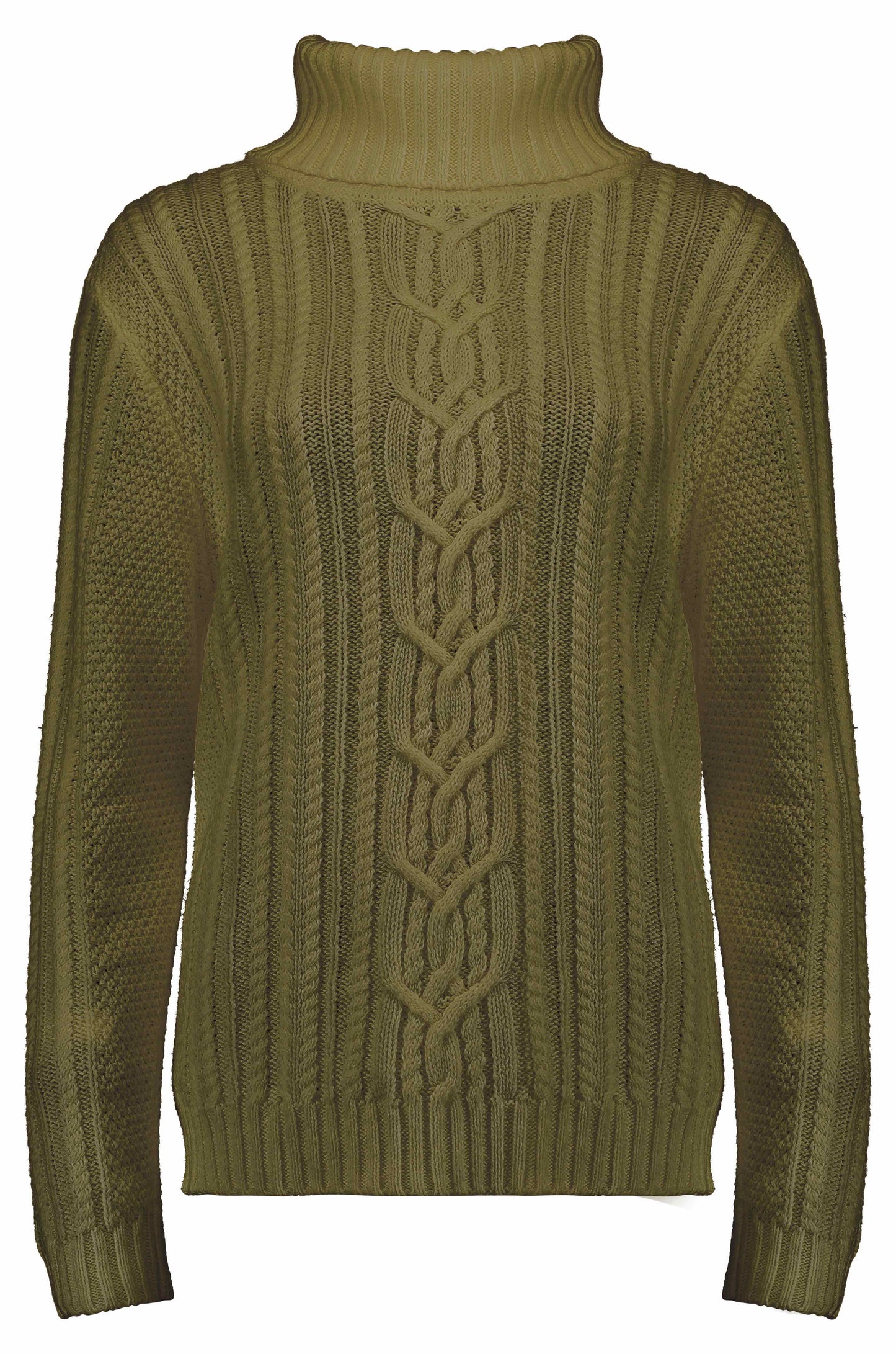 Trui Kol Kabel Knit Groen