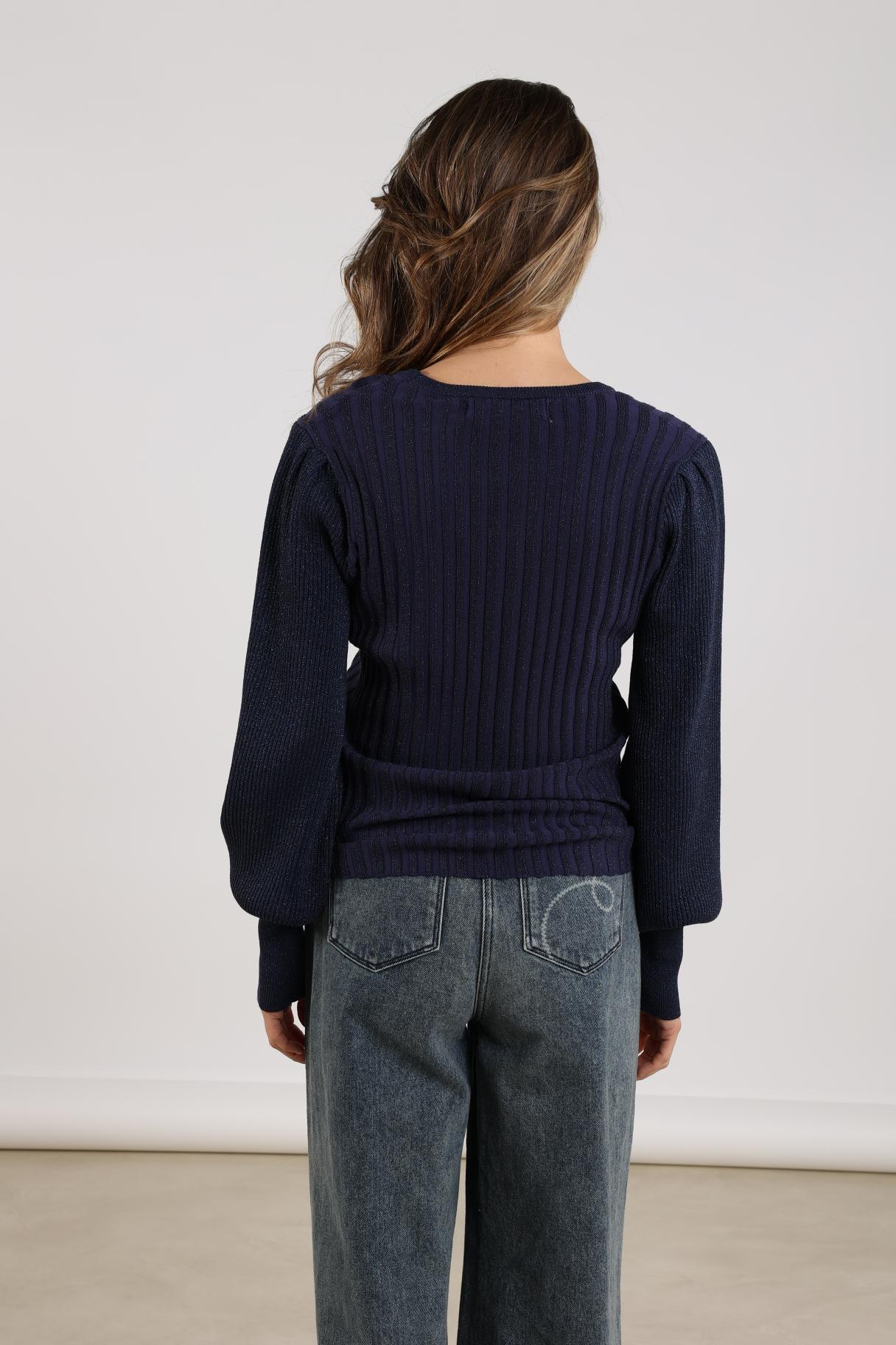 Trui Mulberry Lurex Ballon Donkerblauw