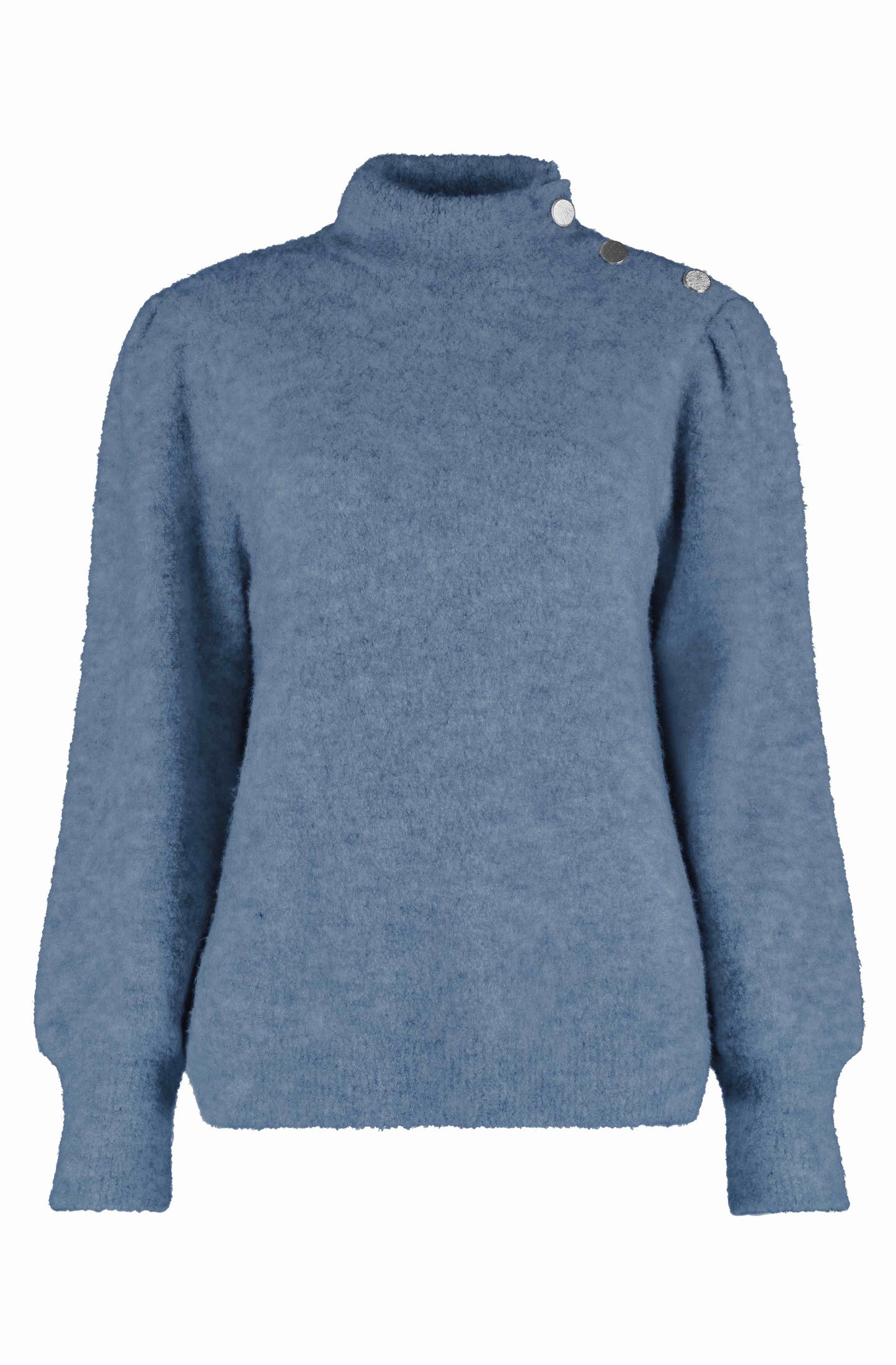 Trui Soft Bloucle Knopen Schouder Blauw