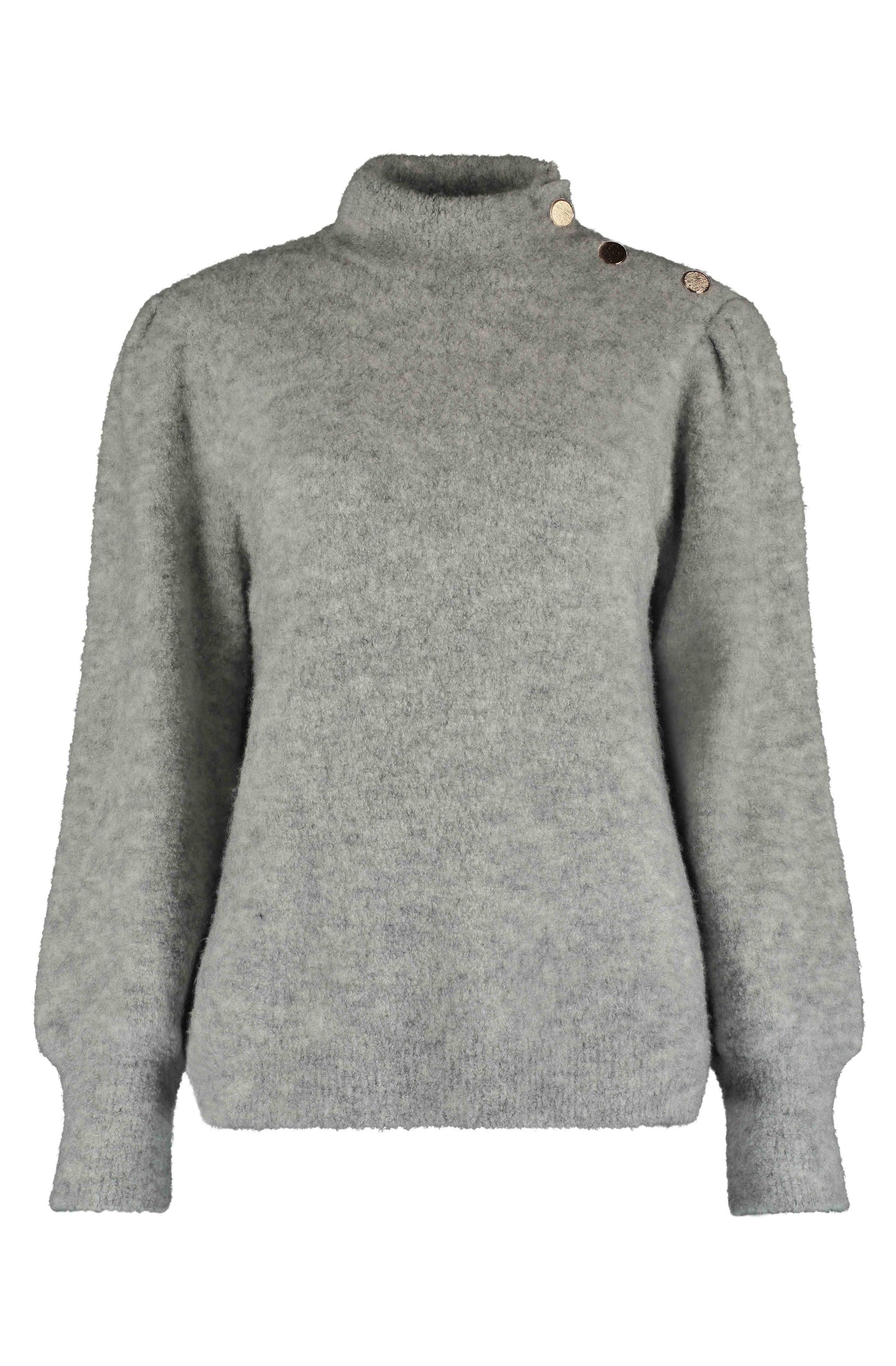 Trui Soft Bloucle Knopen Schouder Grijs