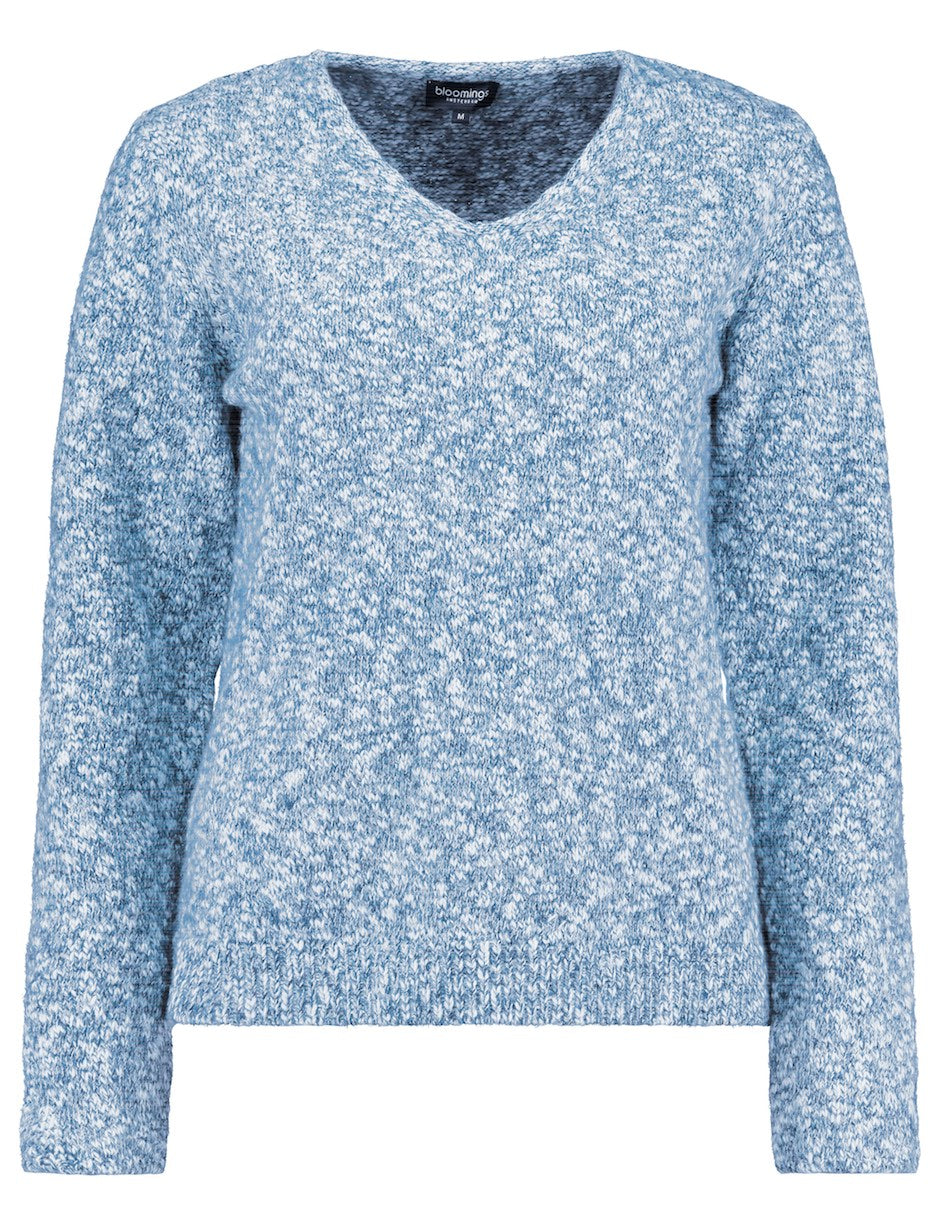 Trui V-Nek Metaalgaren Blauw Melee