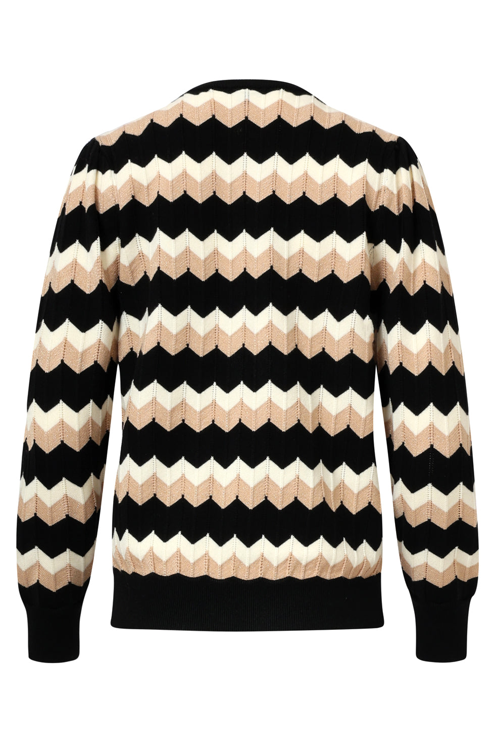 Trui Zigzag V-Hals Zwart / Zand