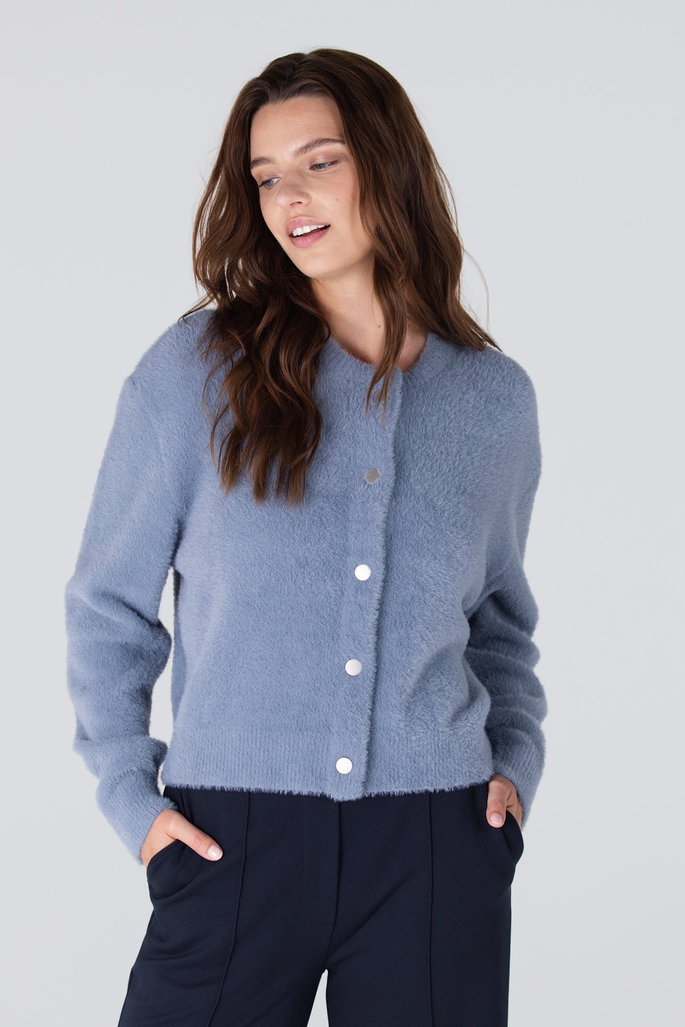 Vest Cloe Knopen Blauw Grijs