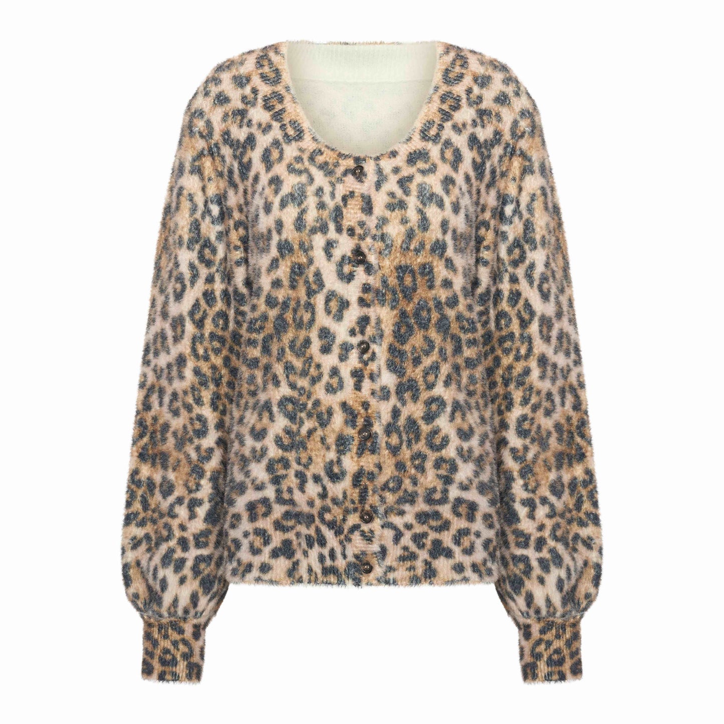 Vest Julie Leopard Fluffy Camel