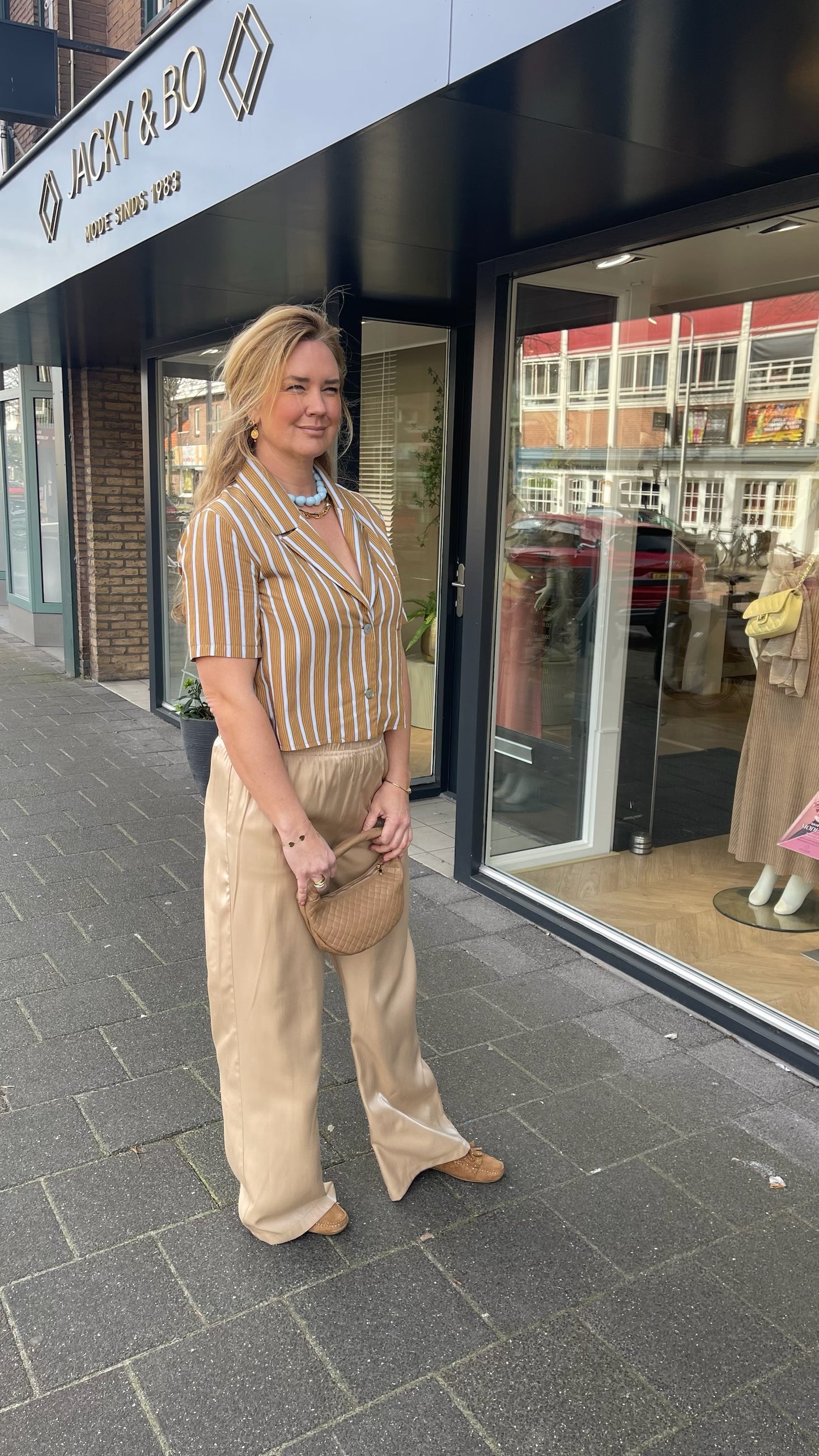 Blouse Streep Lichtblauw KM Camel