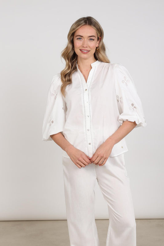 Blouse Rosie Pofmouw Embroidery Bloem Off White