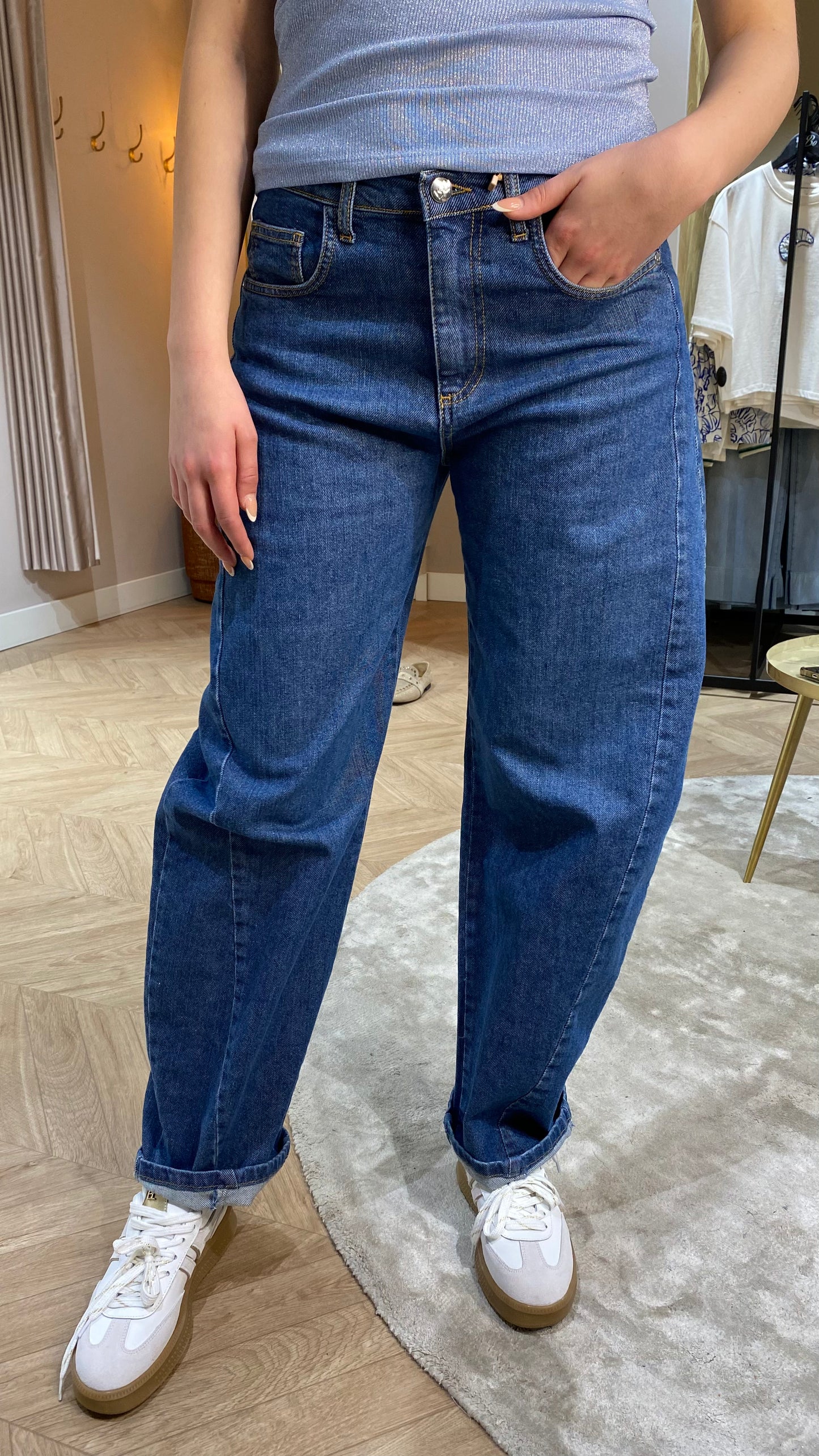 Jeans Pantaloni Balloon Blauw