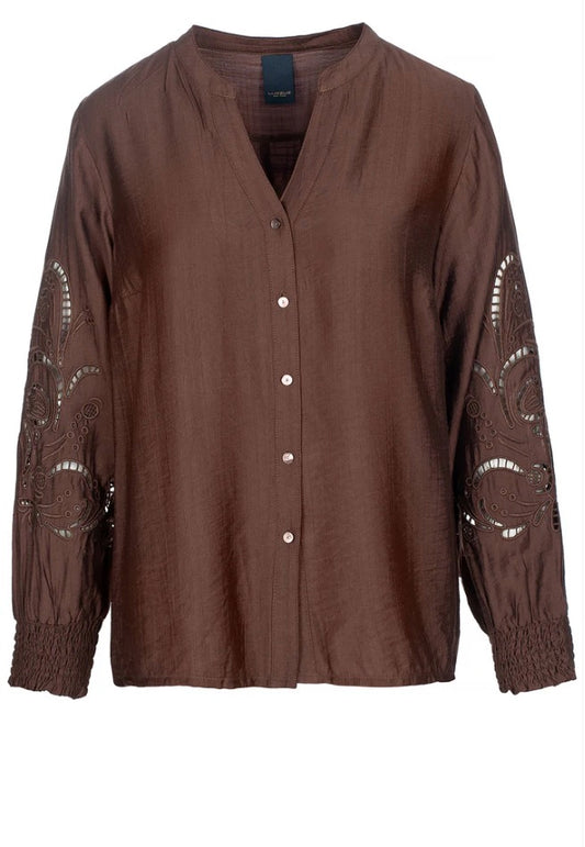 Blouse Ari Siermouw V Bruin