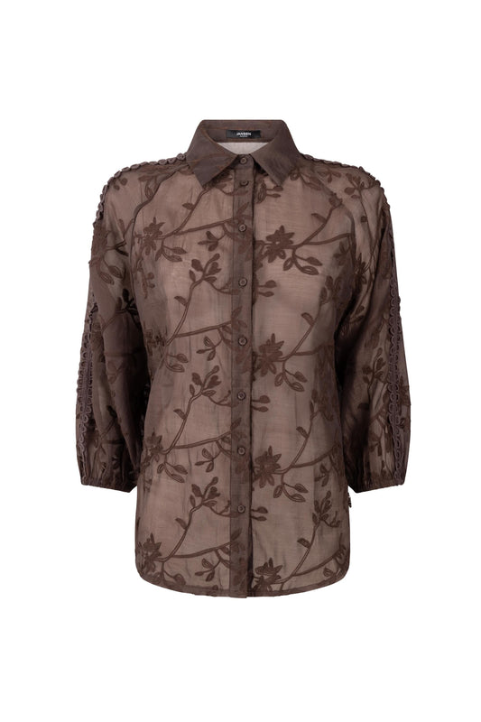BlouseBisaEmbroidered3_4MDonkerBruin__1
