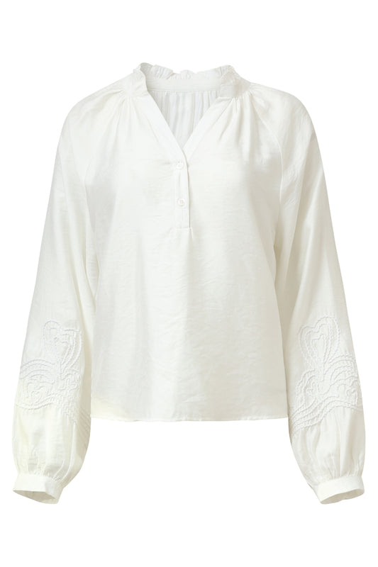 Blouse Borduur Mouw. Wit