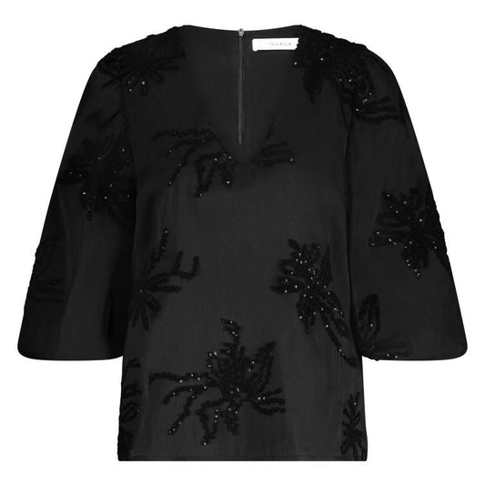 Blouse Delilah V Embroidery Zwart