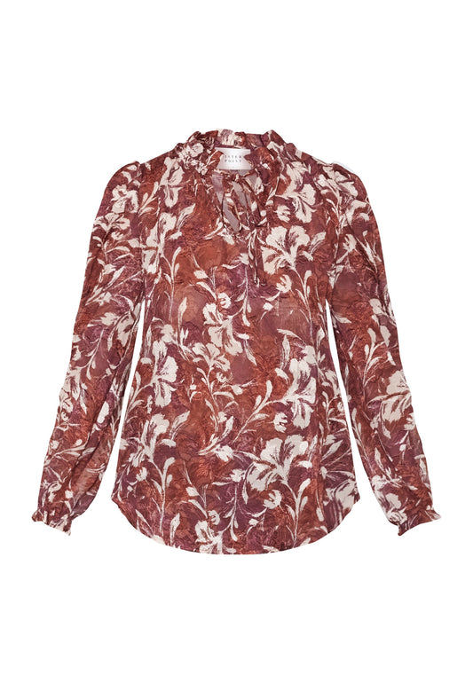 Blouse Elza Print Bloem Bordeaux