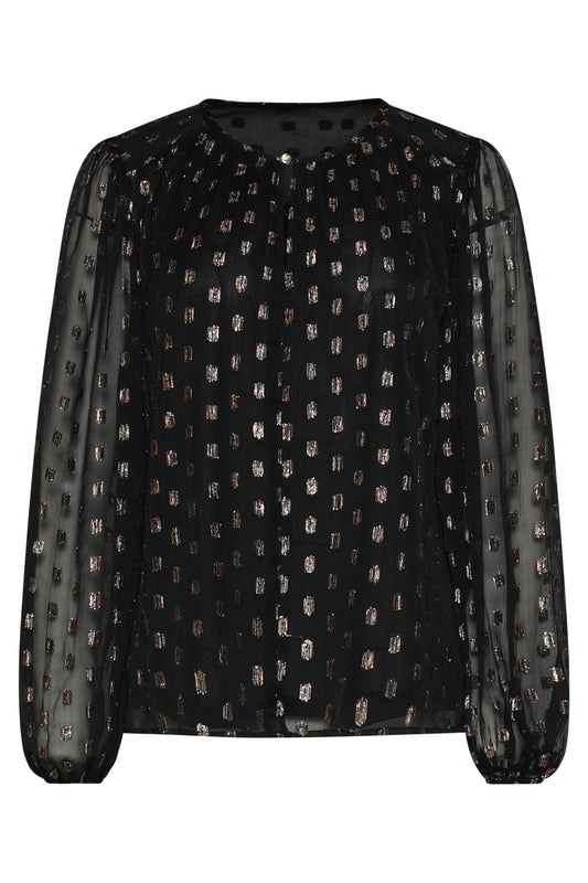 Blouse Foile Gouden Vlok Zwart