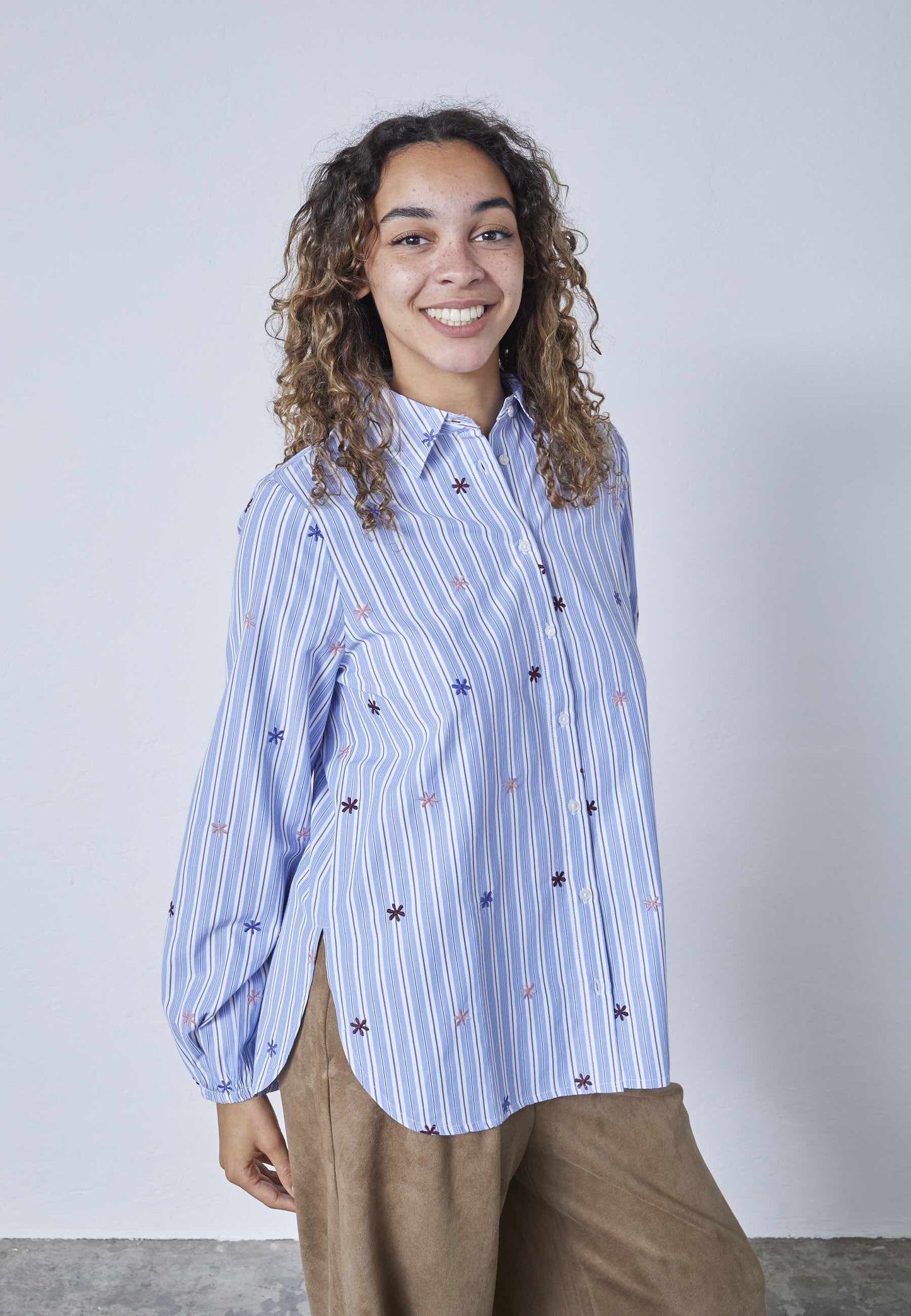 Blouse Istea Streep Bloem Blauw