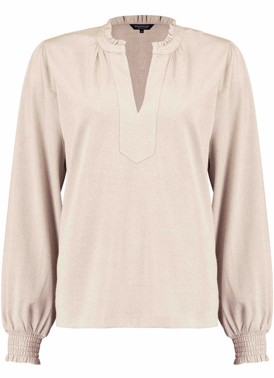 Blouse Jersey Lurex Ruffle Zand