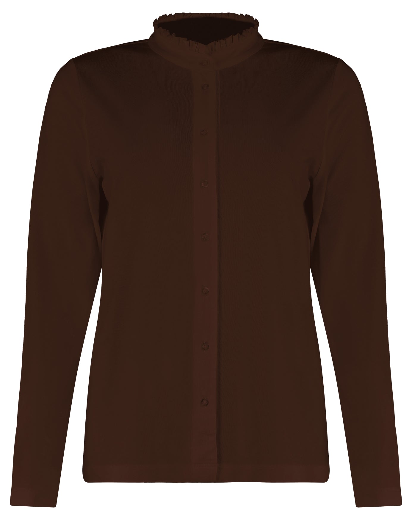 BlouseJerseyRucheKraagBruin__1