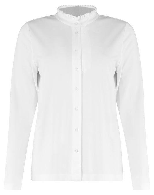Blouse Jersey Ruche Kraag Wit