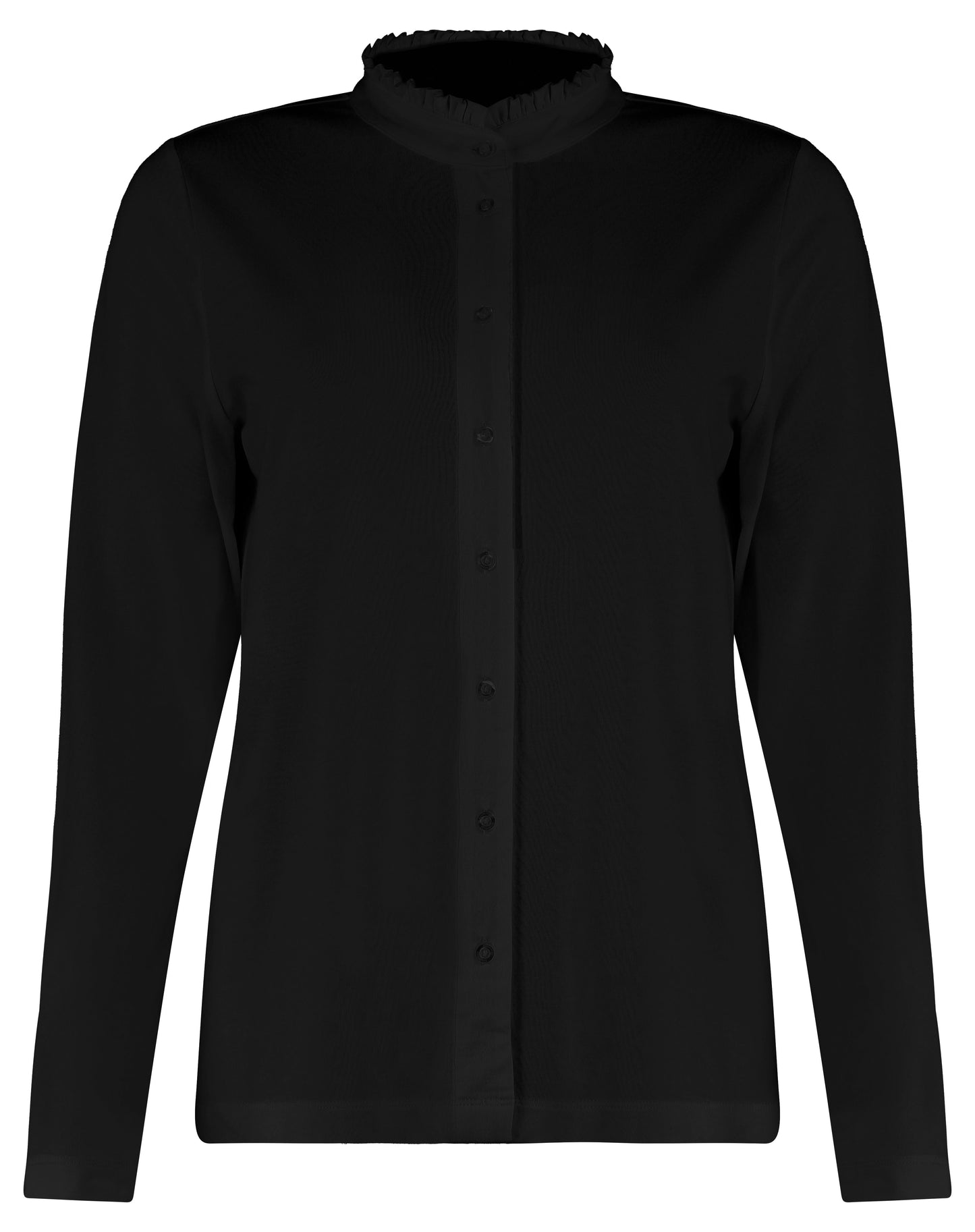 Blouse Jersey Ruche Kraag Zwart