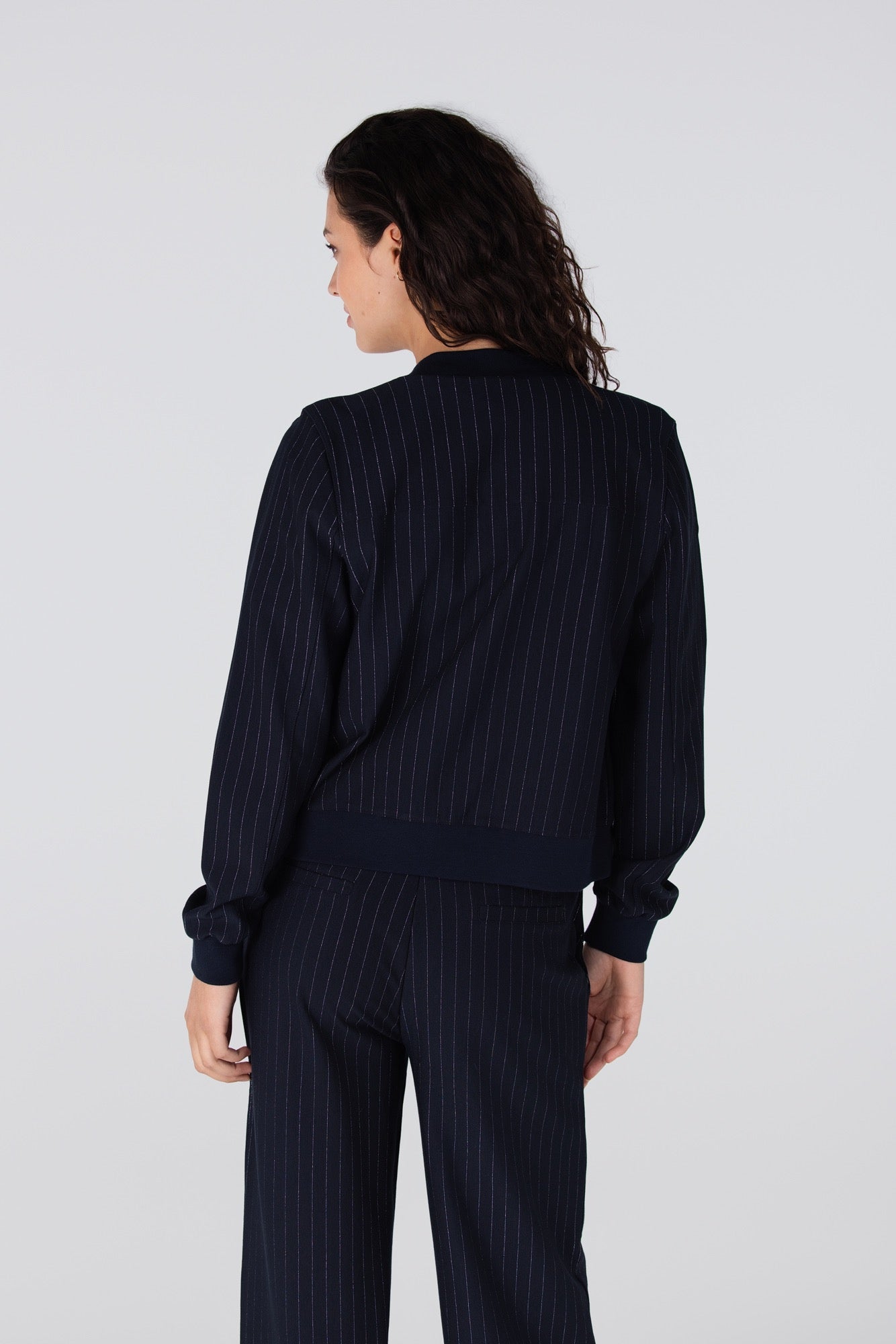 Bomber India Pinstripe Zilver Donkerblauw
