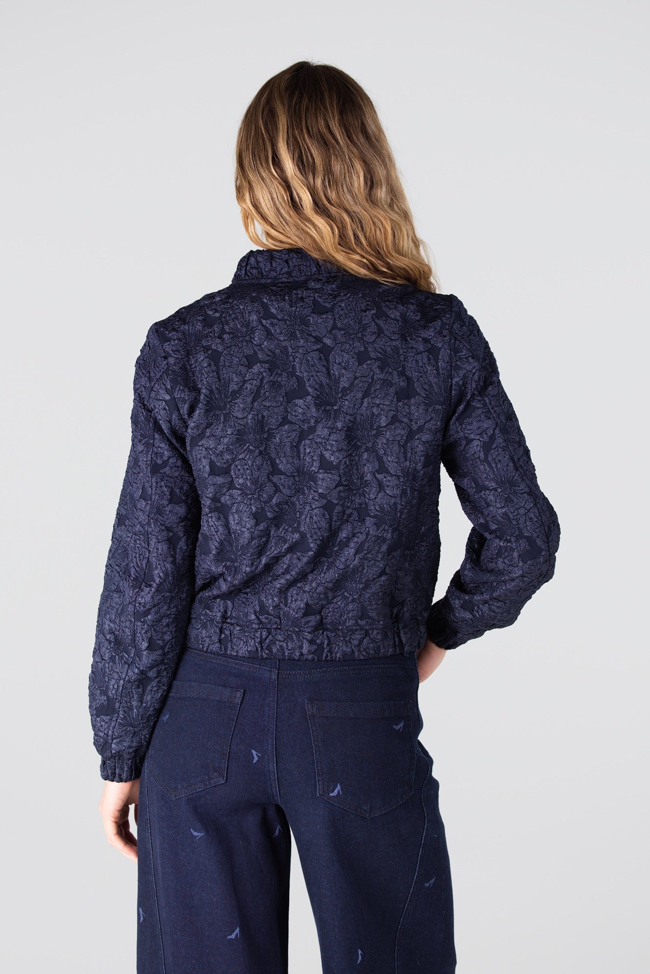 Bomber Josien Flower Donkerblauw
