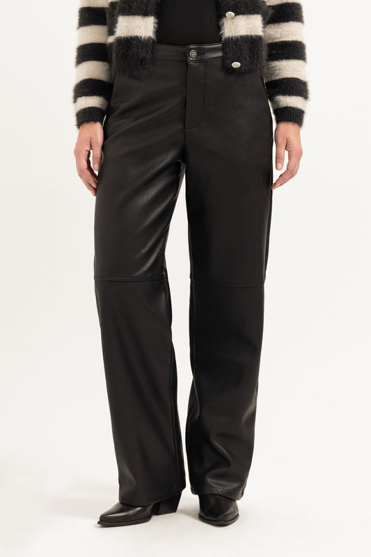 Broek Amalia Fake Leather Zwart