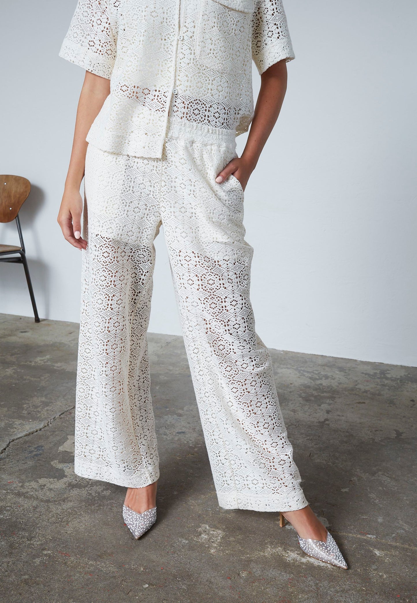 Broek Elsia Opengewerkt Creme