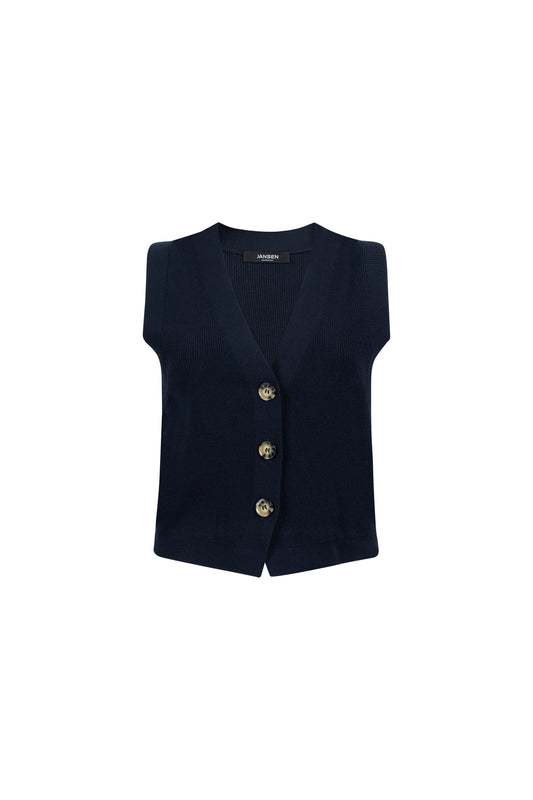 Gilet Billie Gebreid Donkerblauw