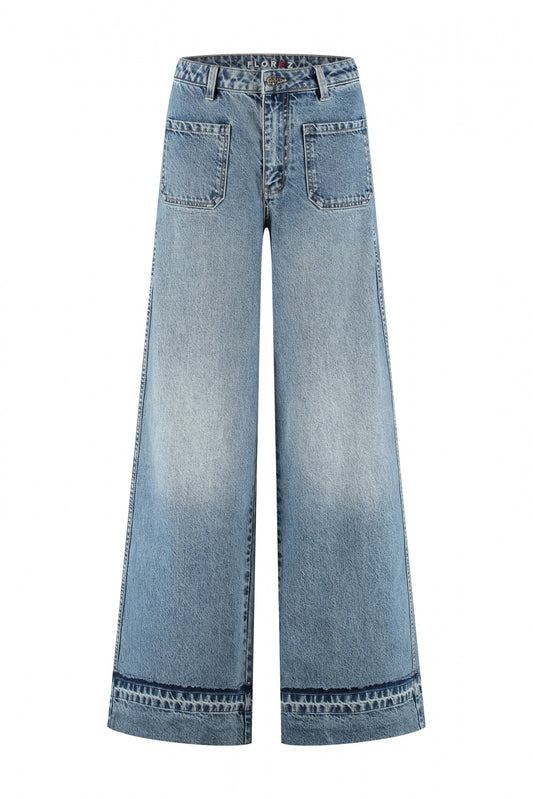 Jeans Emma Front Pockets Omslag Blauw