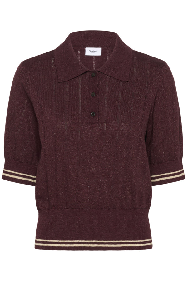 Polo Leslie Lurex KM Bordeaux