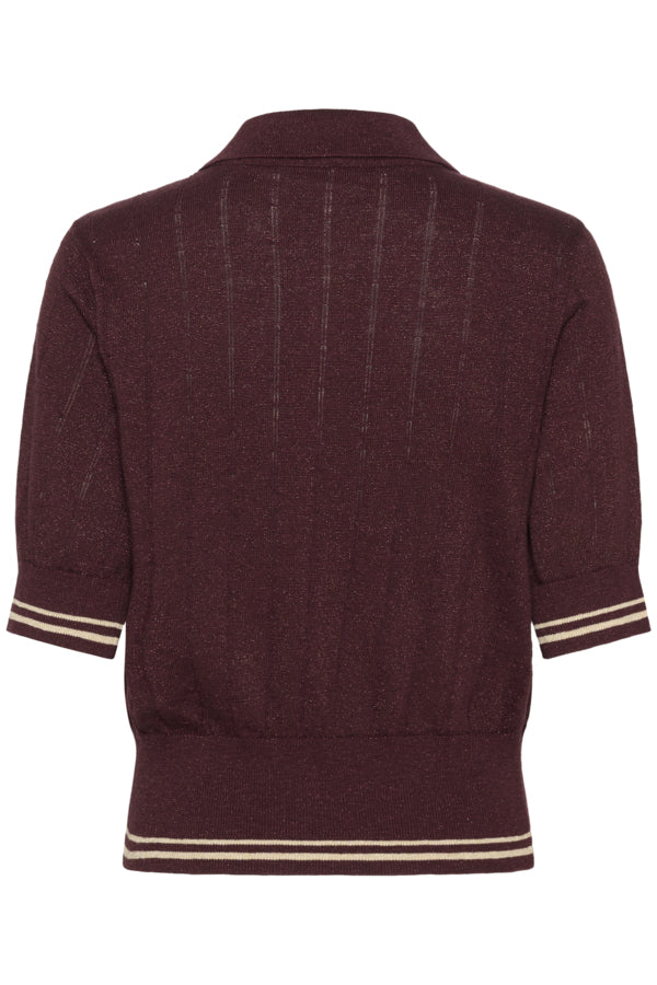 Polo Leslie Lurex KM Bordeaux