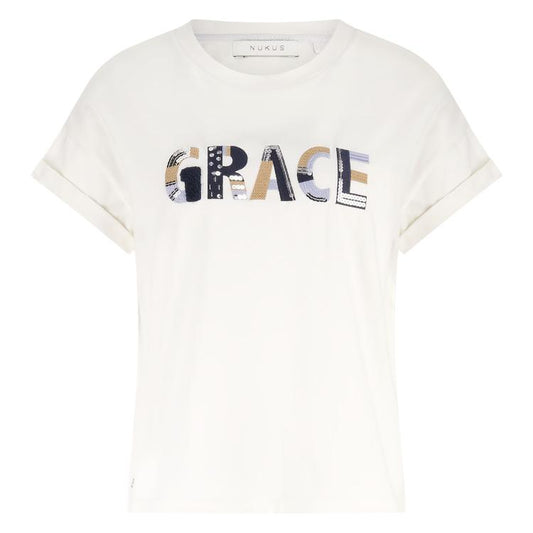 T-shirt Grace Off White / Donkerblauw