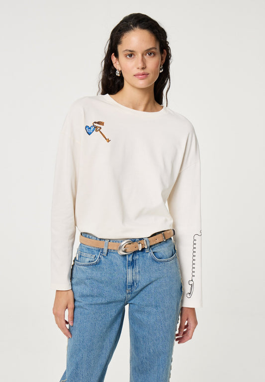 T-shirtPhileineBorstPrintSleutelWit__2