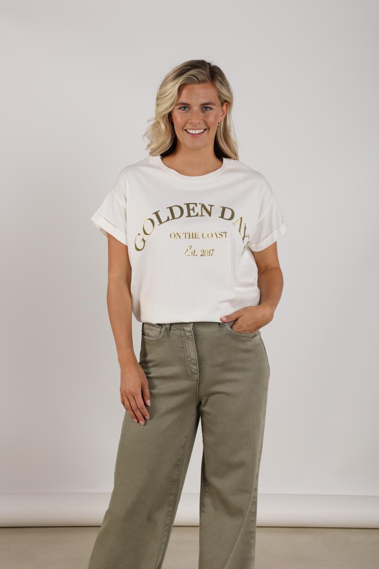 T-shirtSanneGoldenDaysOffWhite_Army__2