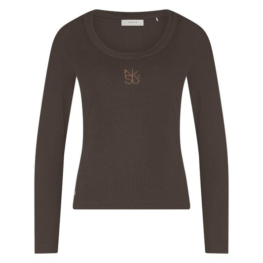Top Lilia Rib LM Donkerbruin