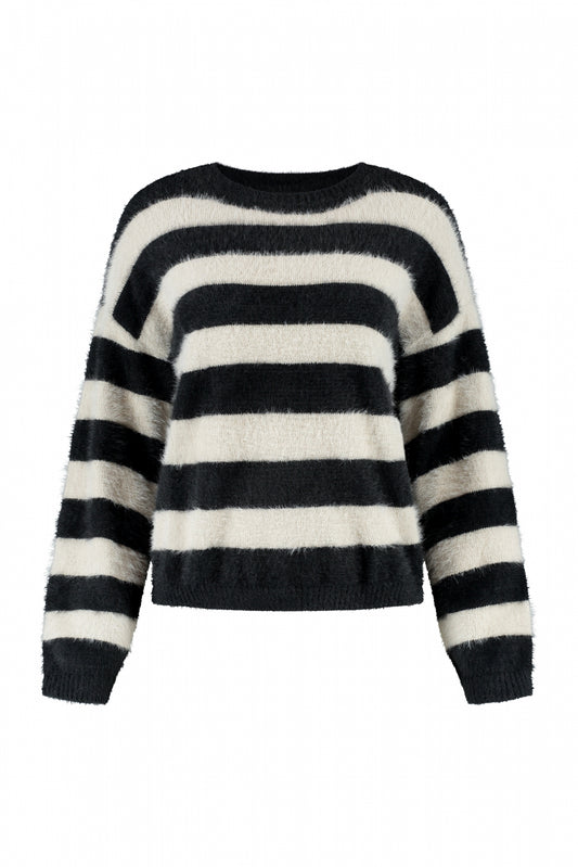 Trui Aurelia Striped Zwart / Ecru