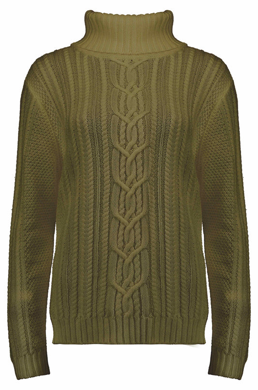 Trui Kol Kabel Knit Groen