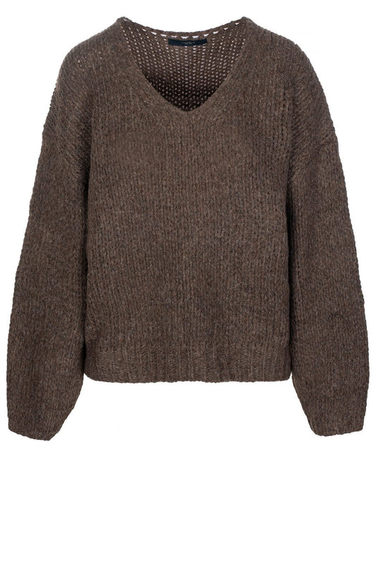 TruiLottiKnitV-halsDonkerbruin__1