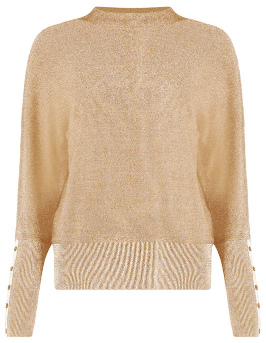 Trui Mock Neck Lurex Camel