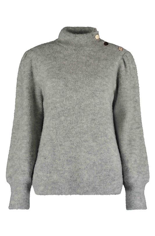 Trui Soft Bloucle Knopen Schouder Grijs