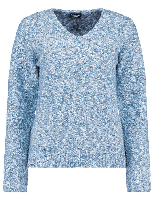 Trui V-Nek Metaalgaren Blauw Melee