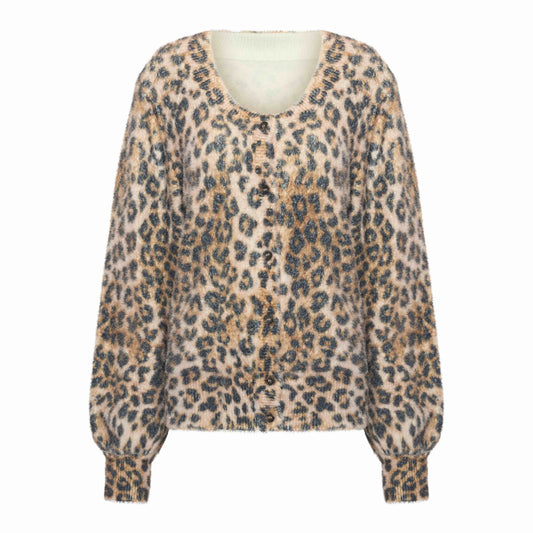 Vest Julie Leopard Fluffy Camel